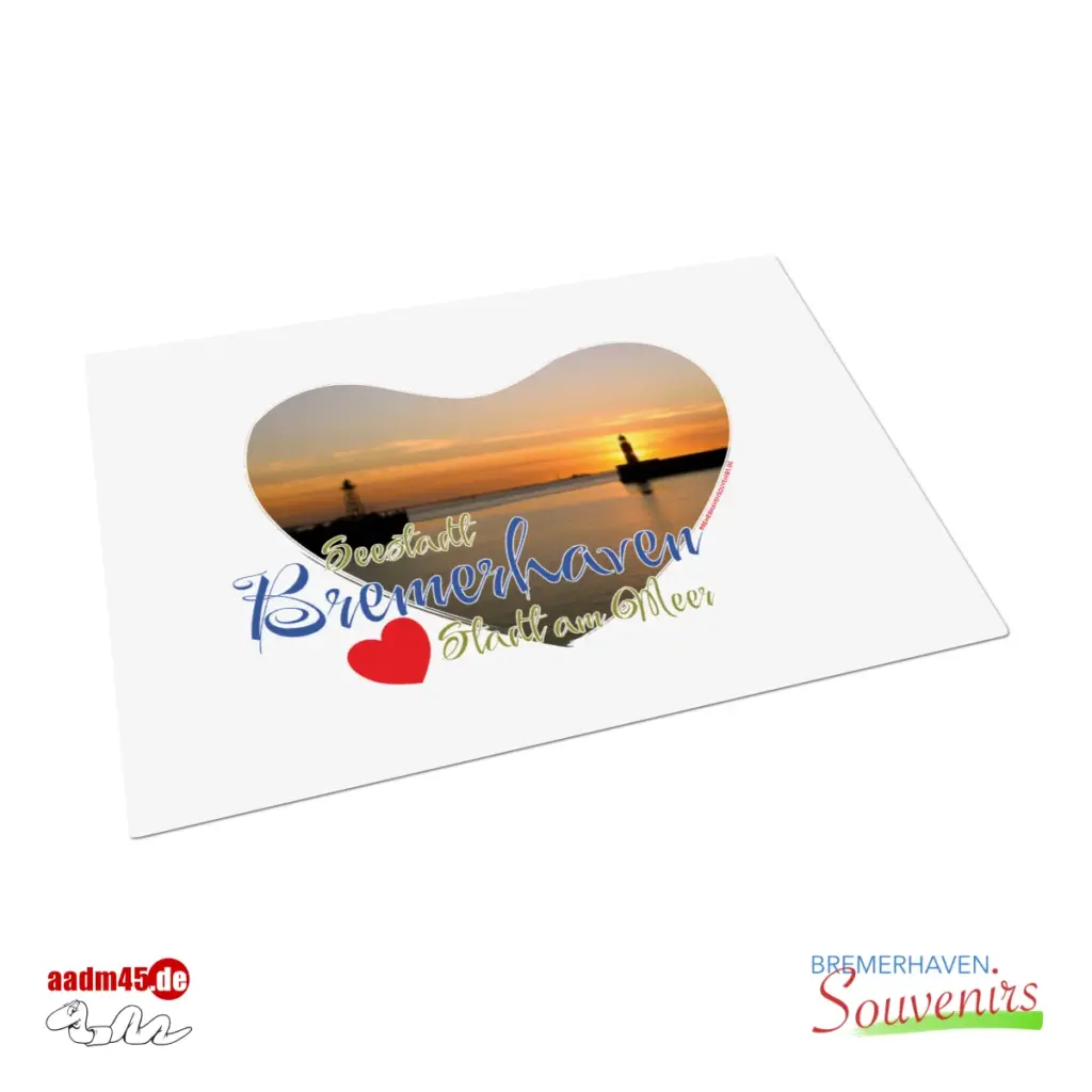 Bremerhaven Geestemole im Sonnenuntergang Herz Textiltischset 41x29 cm