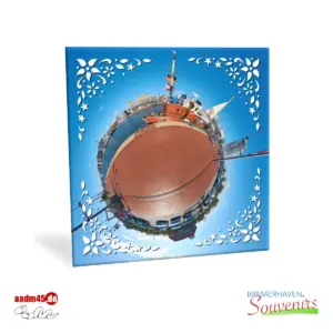Bremerhaven Neuer Hafen Klibfisch Little Planet Keramik Untersetzer 15x15
