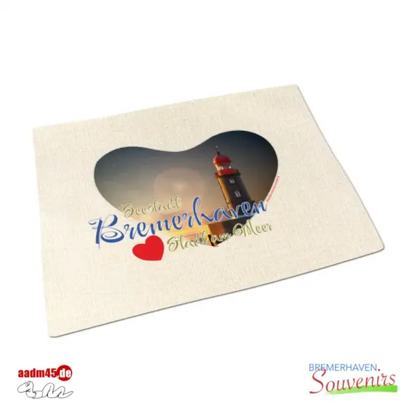 Bremerhaven Geestemole Nordfeuer Herz Textiltischset 40x30 cm