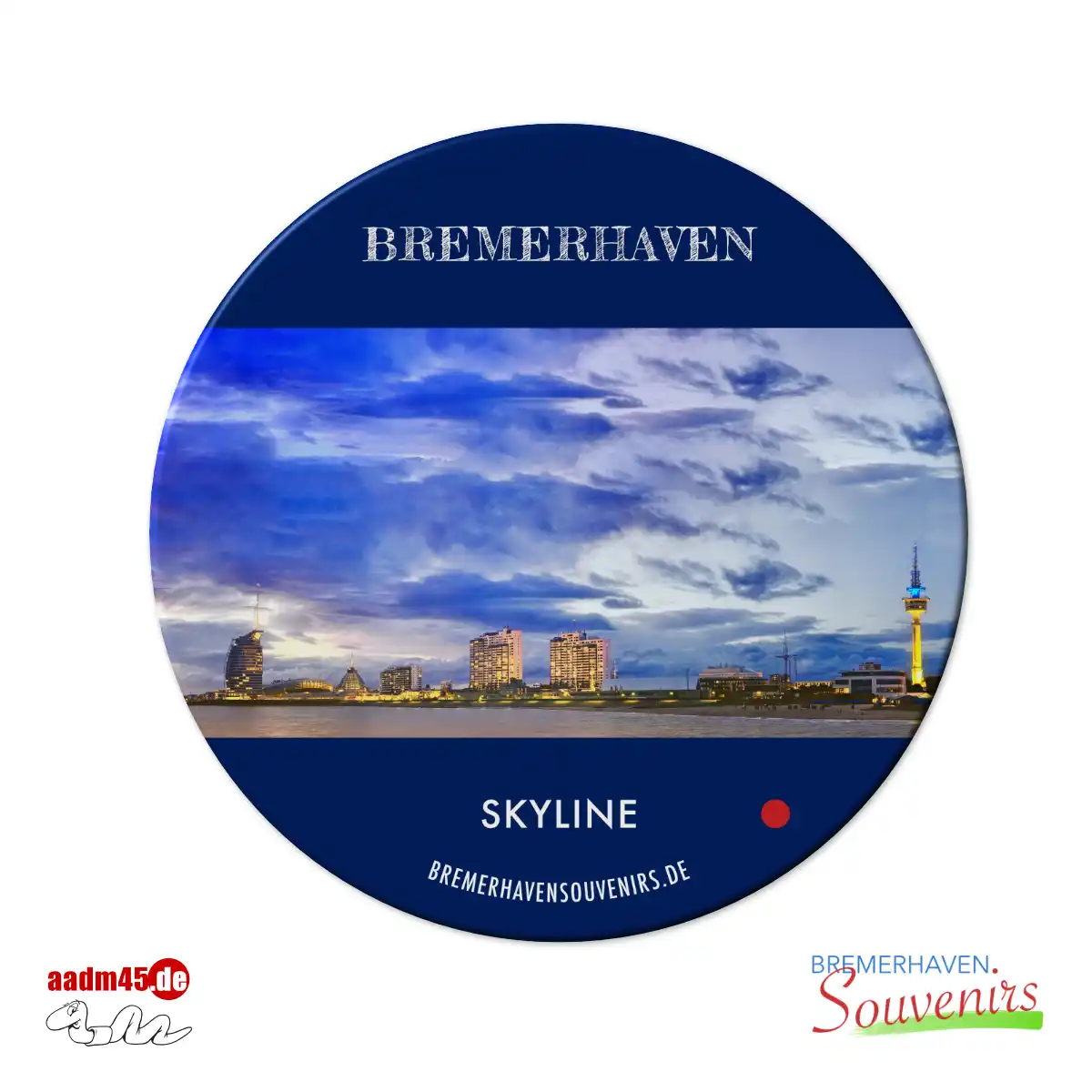 Bremerhaven Skyline Blaue Stunde Glasuntersetzer – Bild 1