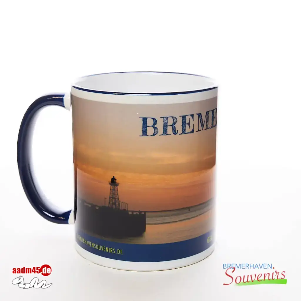 Bremerhaven Geestemole im Sonnenuntergang Kaffeepott Bremerhavenbecher