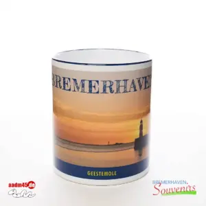 Bremerhaven Geestemole im Sonnenuntergang Kaffeepott Bremerhavenbecher – Bild 2