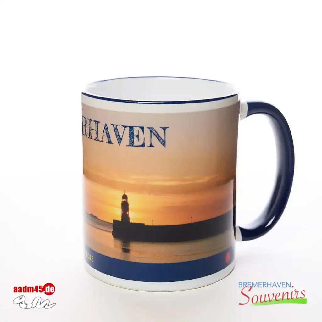 Bremerhaven Geestemole im Sonnenuntergang Kaffeepott Bremerhavenbecher