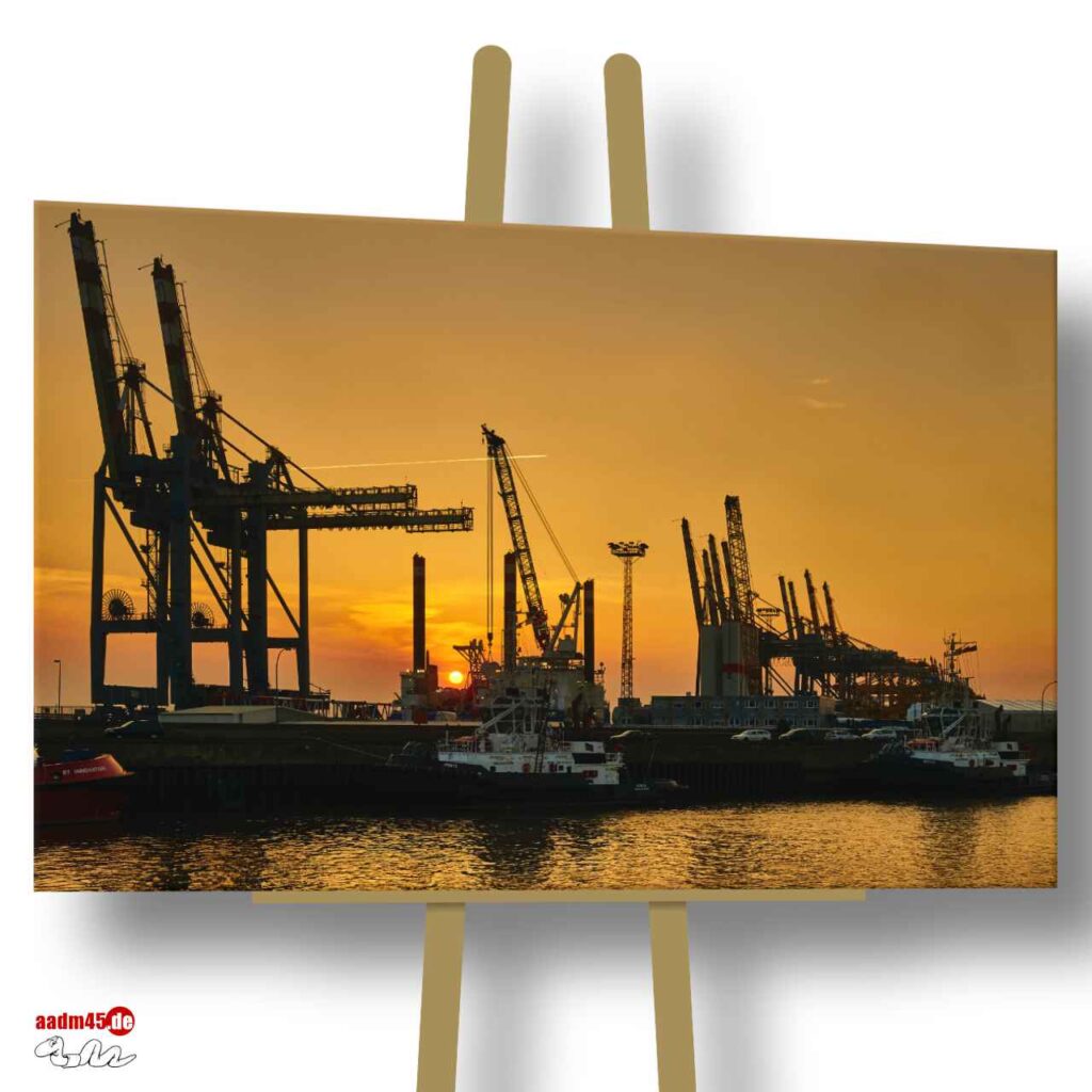 Bremerhaven Sonnenuntergang an der Nordschleuse 135x90 cm Wandbild