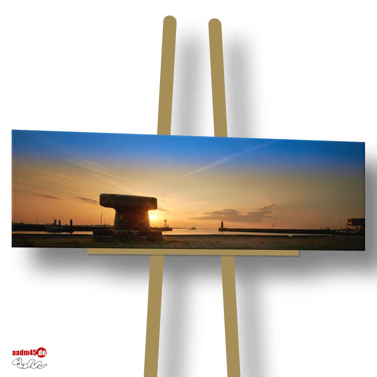 Bremerhaven Geestemole im Sonnenuntergang 210×70 cm Wandbild – Bild 1