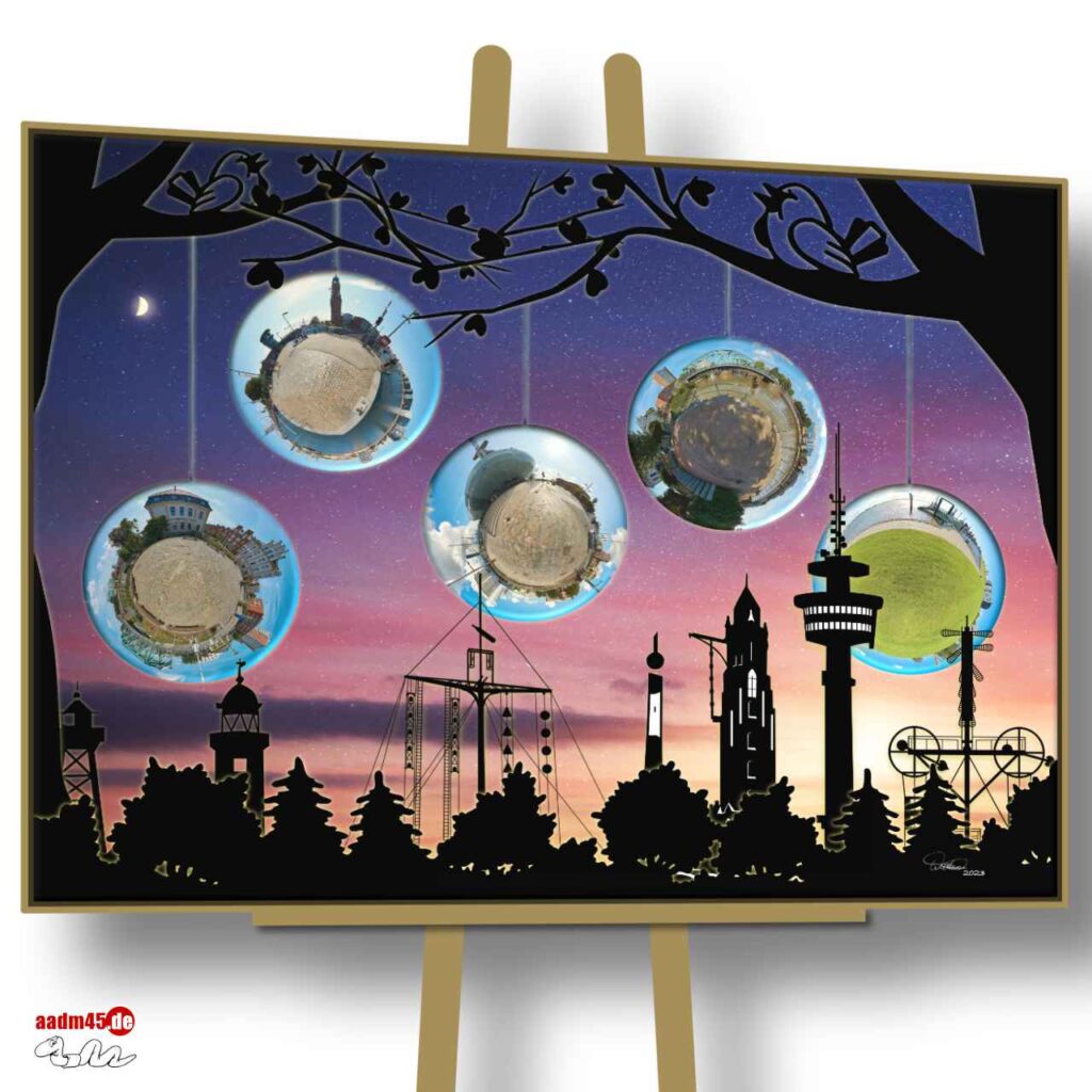Nacht über Bremerhaven © 2023 Adrian Wackernah 100x75 cm Wandbild im Schattenfugenrahmen