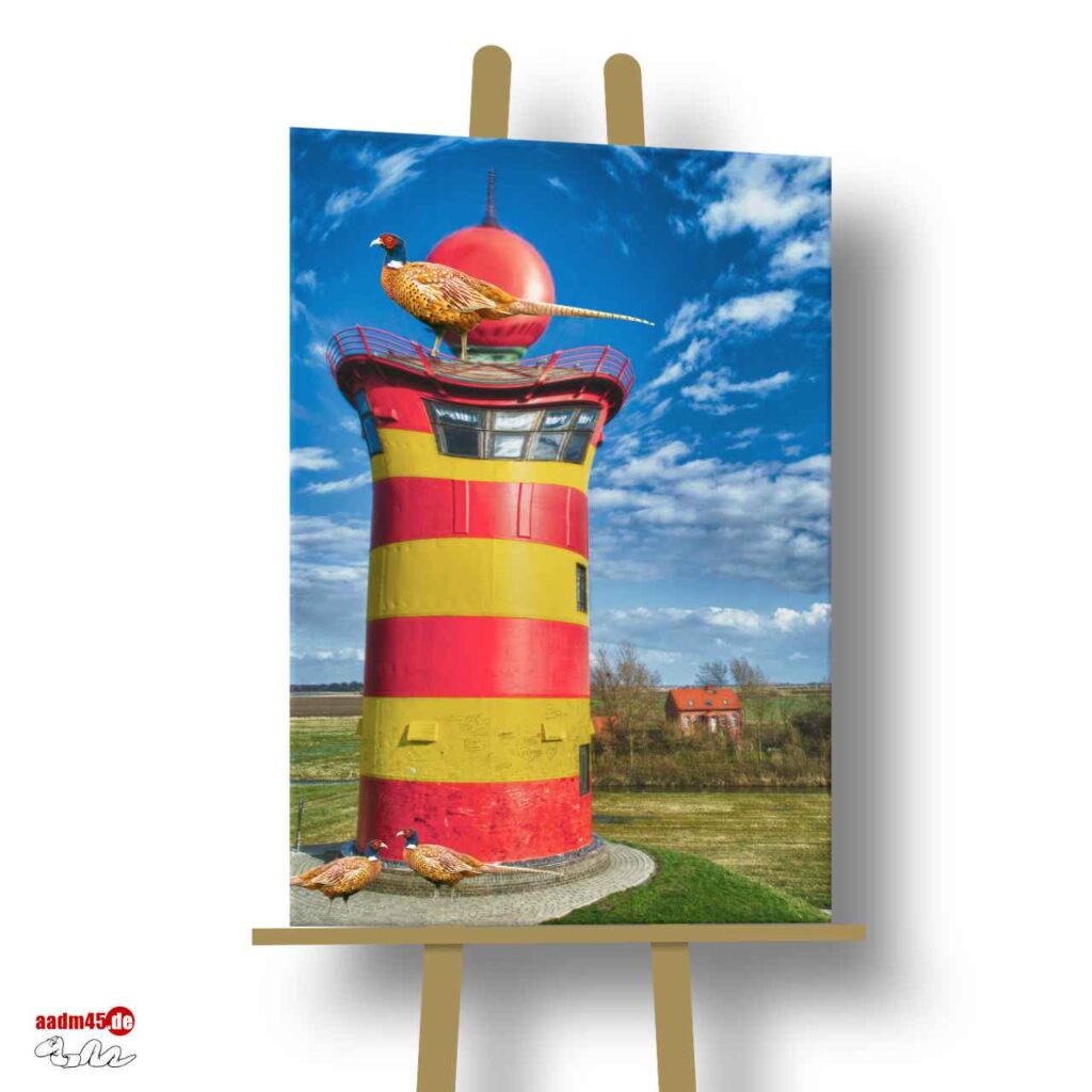 Pilsum Leuchtturm Edition Verzerrtes 60x90 cm Wandbild