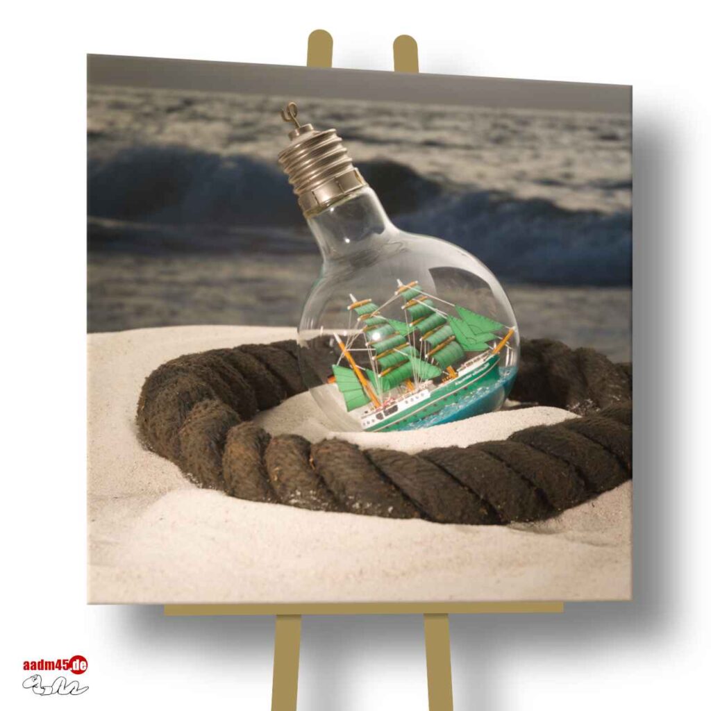 Edition Töwertied Alexander von Humbold im Buddelschiff 90x90 cm Wandbild
