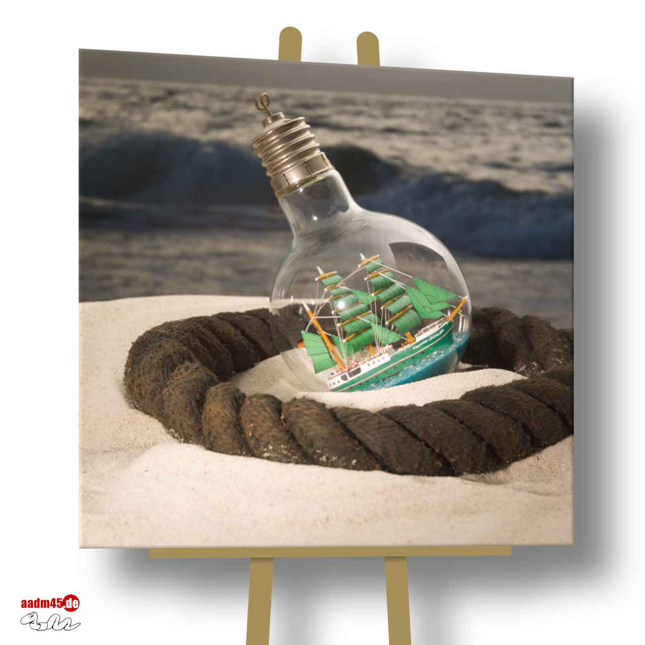 Edition Töwertied Alexander von Humbold im Buddelschiff 90x90 cm Wandbild – Bild 1