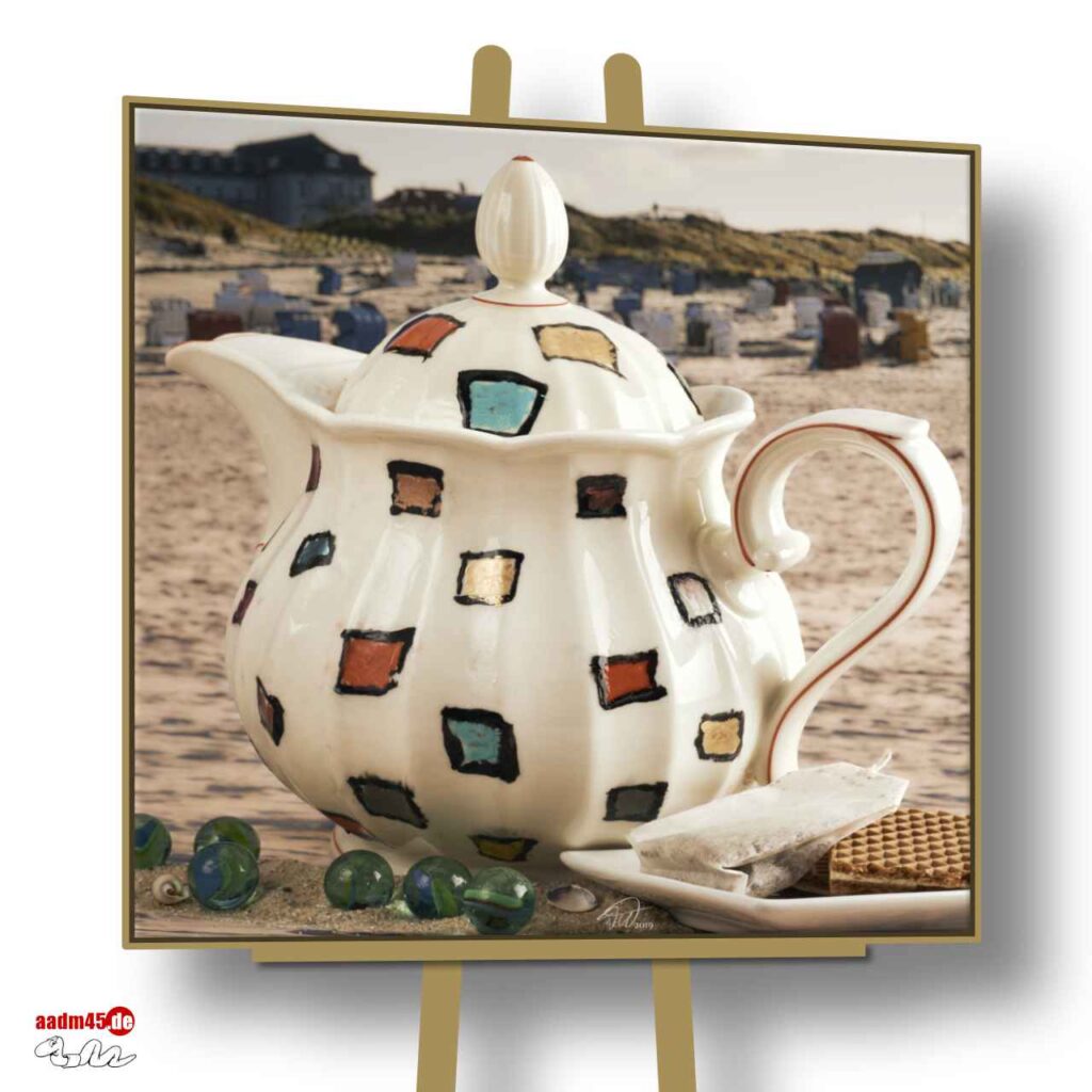 Edition 22 Am Strand 100x100 cm Wandbild im Schattenfugenrahmen