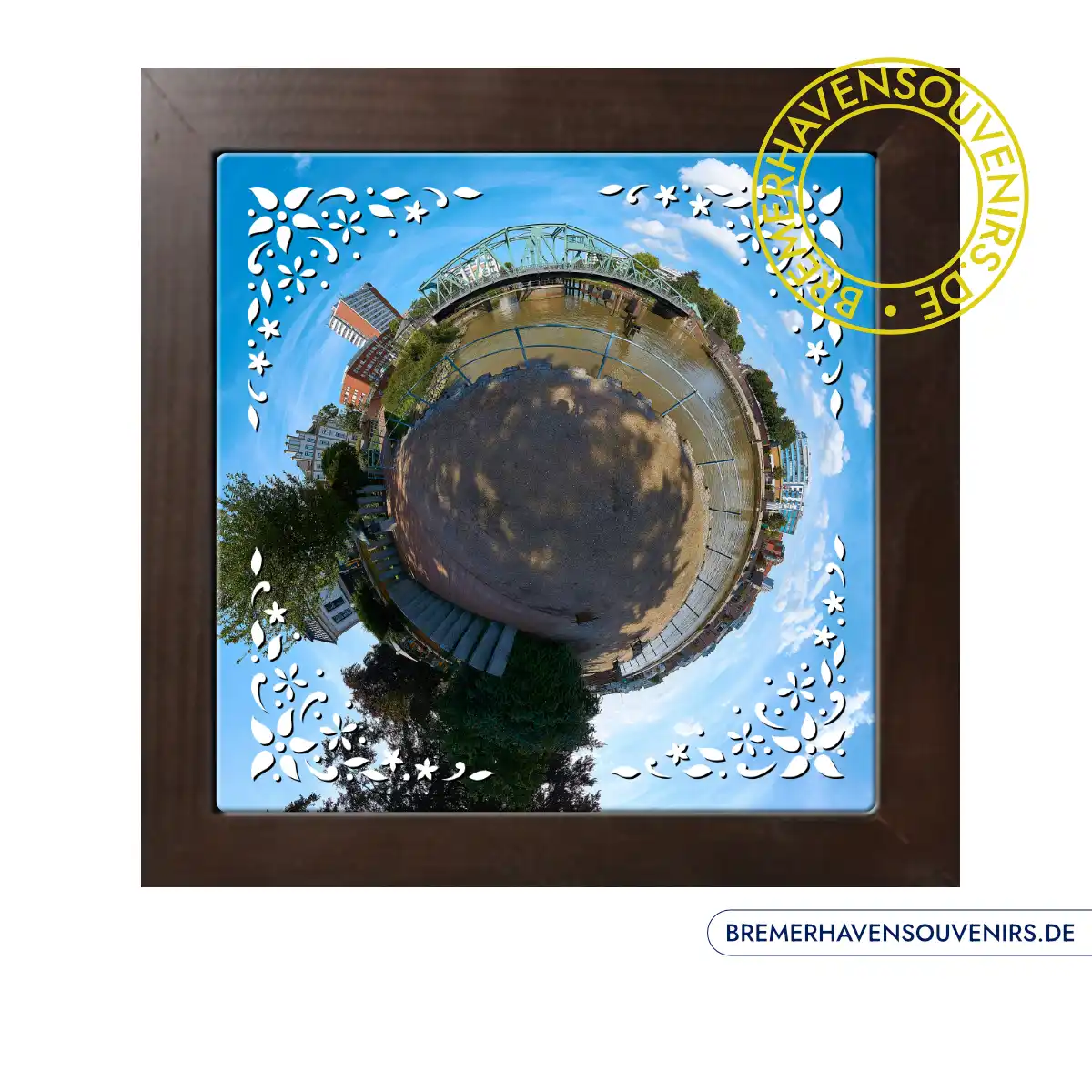 Bremerhaven Alte Geestebrücke Kleiner Planet Keramikfliese – Bild 2