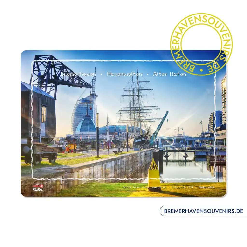 Bremerhaven Alter Hafen mit Seute Deern Glasschneidebrett