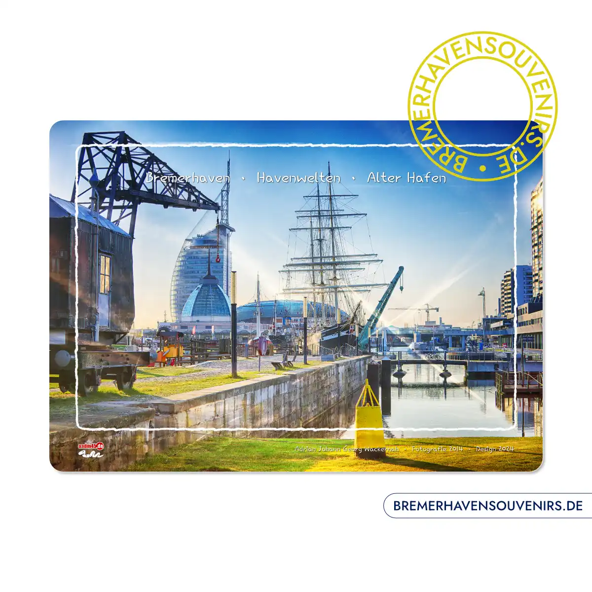 Bremerhaven Alter Hafen mit Seute Deern Glasschneidebrett – Bild 1