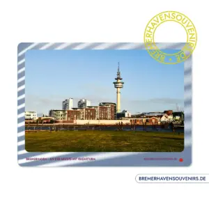 Bremerhaven An der Geeste mit Radarturm Glasschneidebrett – Bild 1