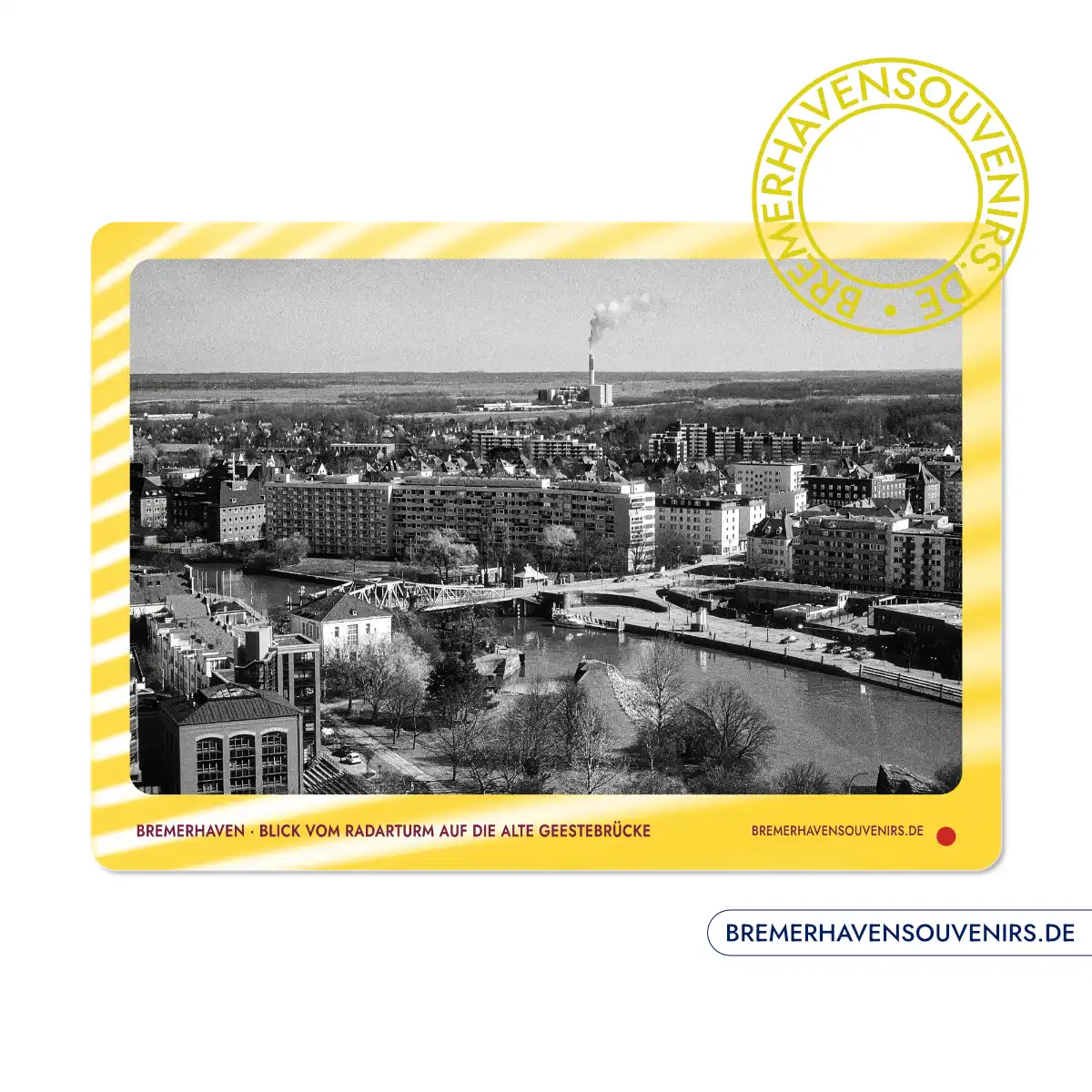Bremerhaven Blick vom Radarturm auf die Alte Geestebrücke Glasschneidebrett – Bild 1