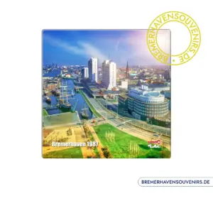 Bremerhaven Blick vom Radarturm auf die City 1987 Keramikfliese