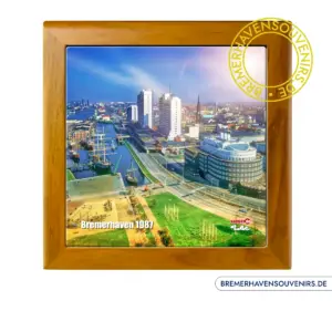 Bremerhaven Blick vom Radarturm auf die City 1987 Keramikfliese – Bild 2