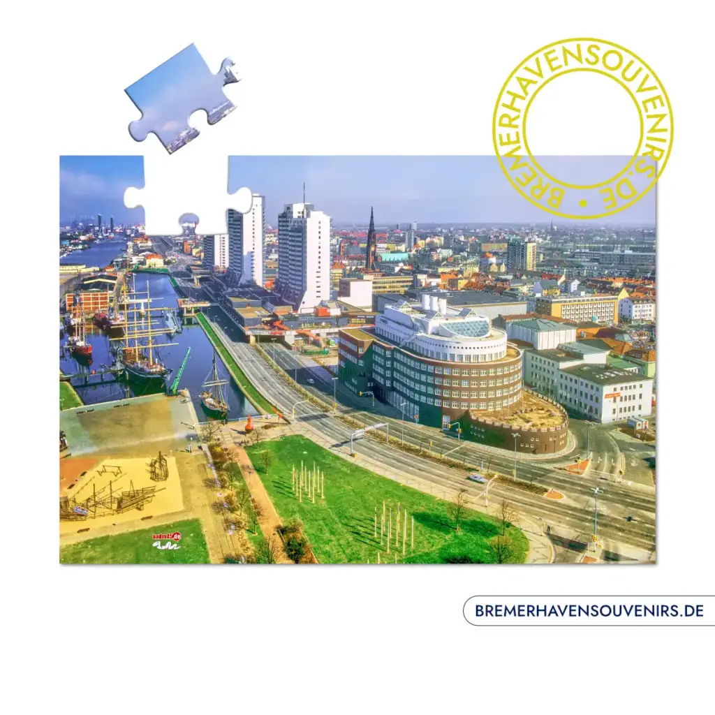 Bremerhaven Blick vom Radarturm auf die City 1987 Puzzle