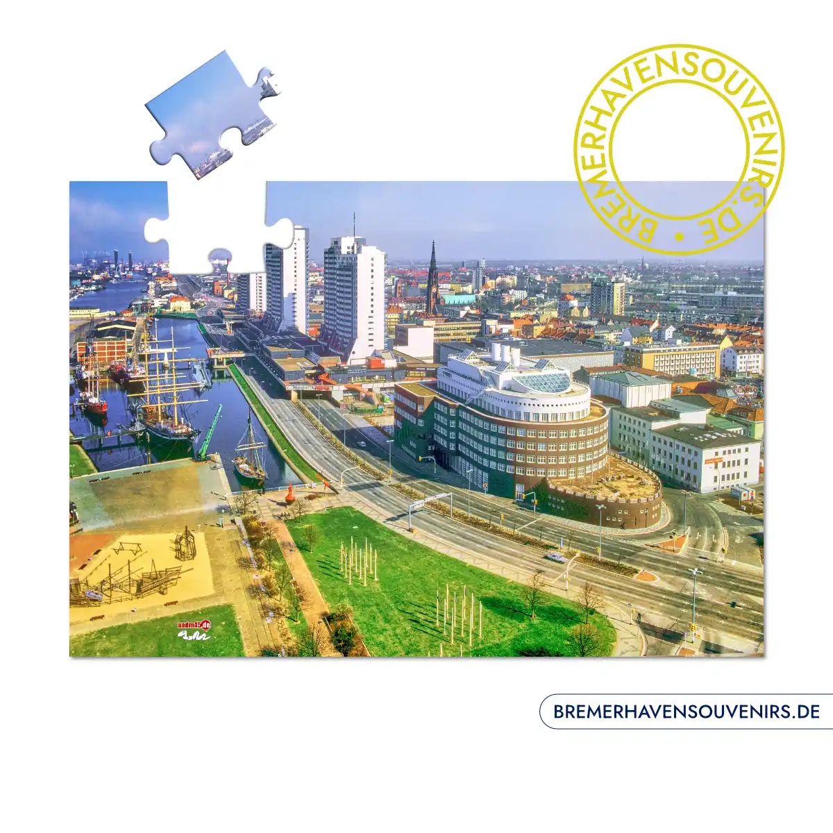 Bremerhaven Blick vom Radarturm auf die City 1987 Puzzle