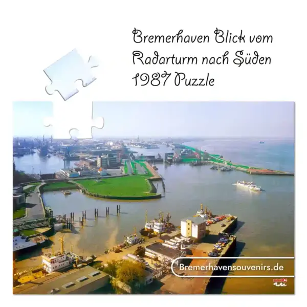 Bremerhaven Blick vom Radarturm nach Süden 1987 Puzzle