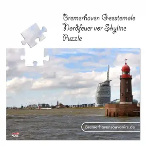 Bremerhaven Geestemole Nordfeuer vor Skyline Puzzle