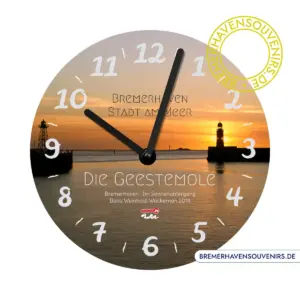 Bremerhaven Geestemole im Sonnenuntergang Uhr