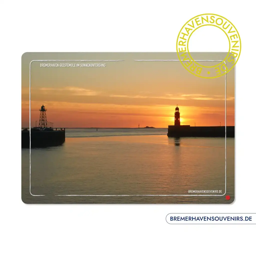 Bremerhaven Geestemole im Sonnenuntergang Glasschneidebrett