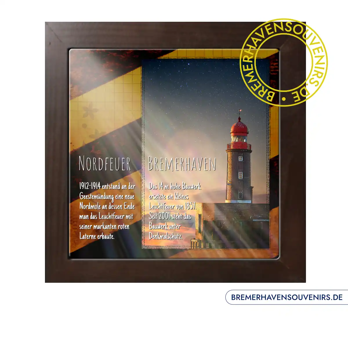 Bremerhaven Leuchtturm Geestemole Nordfeuer Keramikfliese – Bild 2