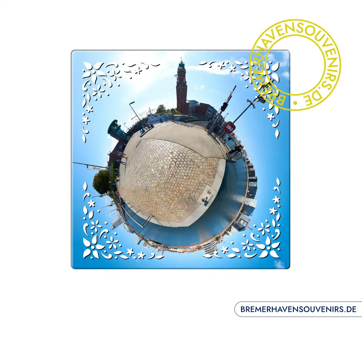 Bremerhaven Leuchtturm Oberfeuer Kleiner Planet Keramikfliese – Bild 1