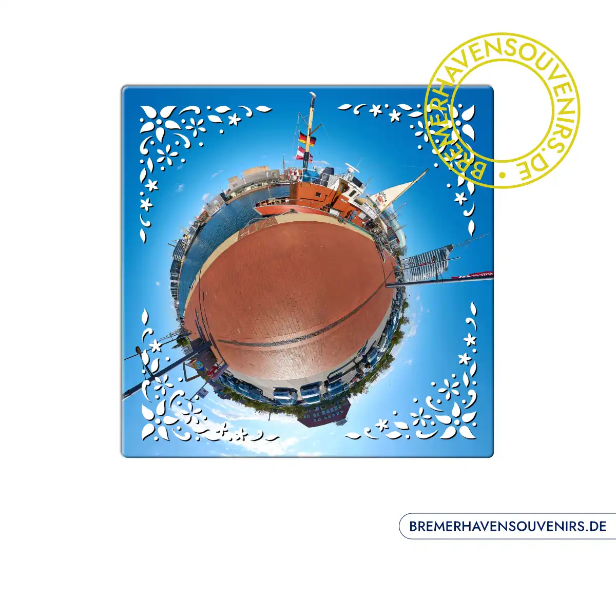 Bremerhaven Neuer Hafen 1 Kleiner Planet Keramikfliese – Bild 1