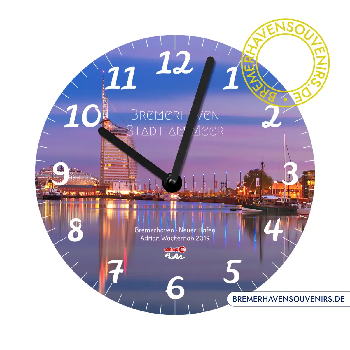 Bremerhaven Neuer Hafen Blaue Stunde Wanduhr – Bild 1