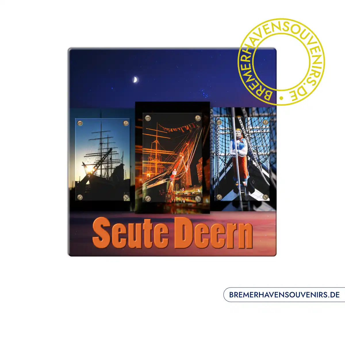 Bremerhaven Seute Deern 3er Keramikfliese – Bild 1
