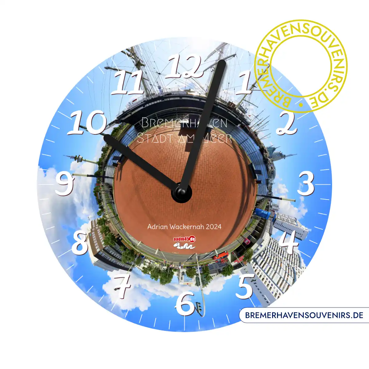Bremerhaven Seute Deern Little Planet Wanduhr – Bild 1