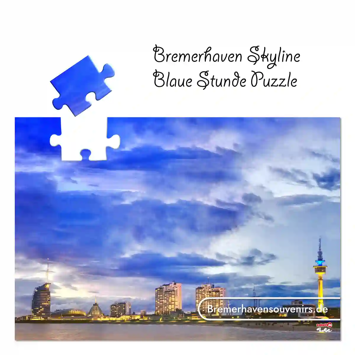 Bremerhaven Skyline Blaue Stunde Puzzle – Bild 1
