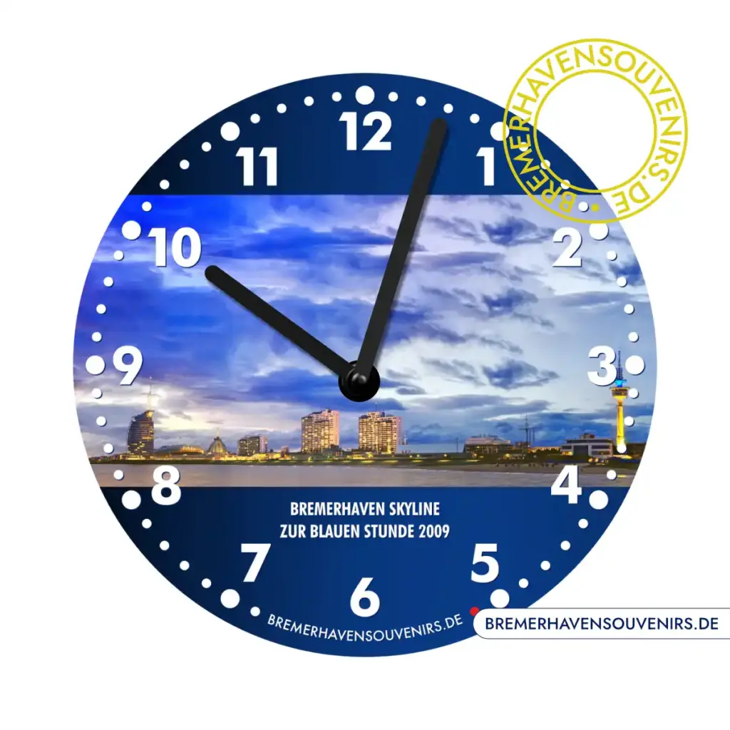 Bremerhaven Skyline zur Blaue Stunde Uhr