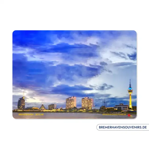 Bremerhaven Skyline Blaue Stunde Glasschneidebrett
