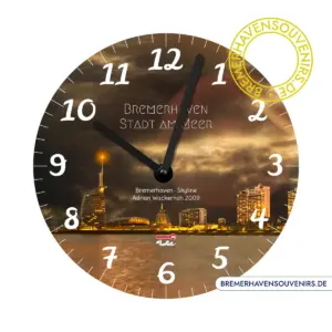 Bremerhaven Skyline im Sonnenuntergang Uhr