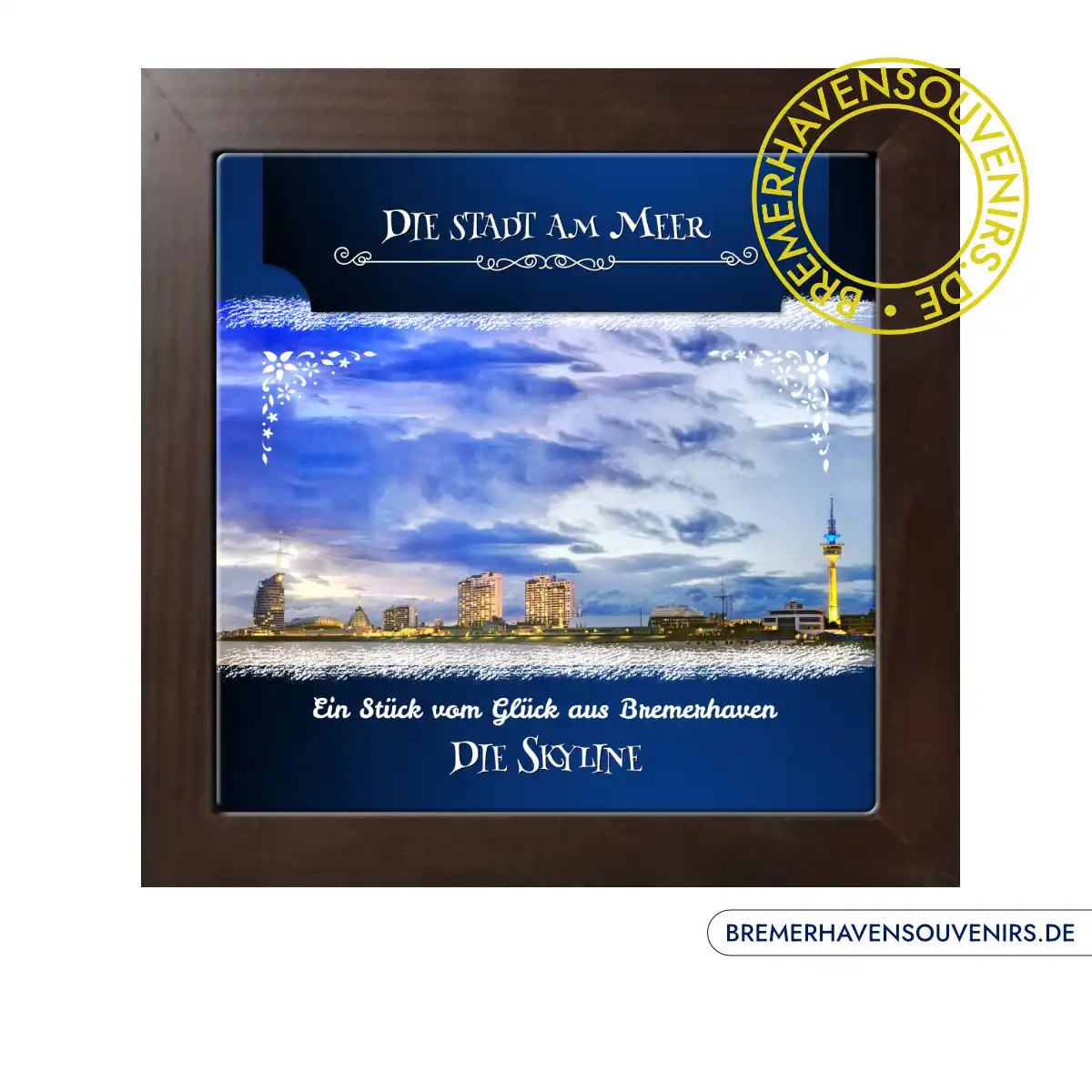 Bremerhaven Skyline Blaue Stunde Keramikfliese – Bild 2