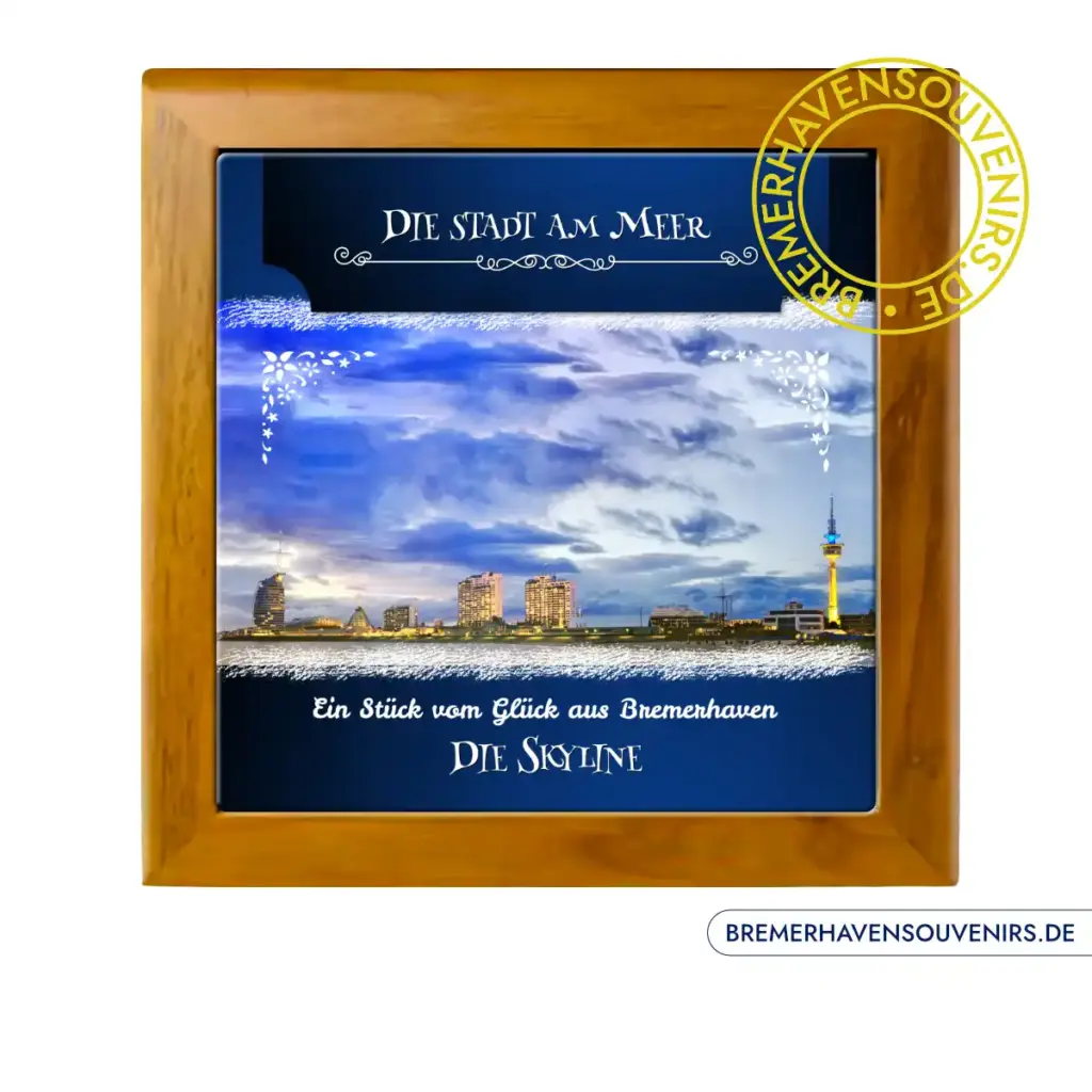 Bremerhaven Skyline Blaue Stunde Keramikfliese