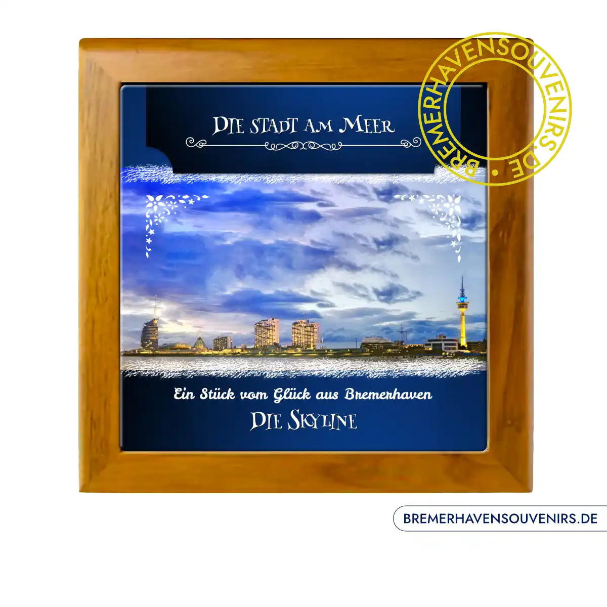 Bremerhaven Skyline Blaue Stunde Keramikfliese – Bild 3