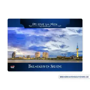 Bremerhaven Skyline Blaue Stunde Glasschneidebrett – Bild 3