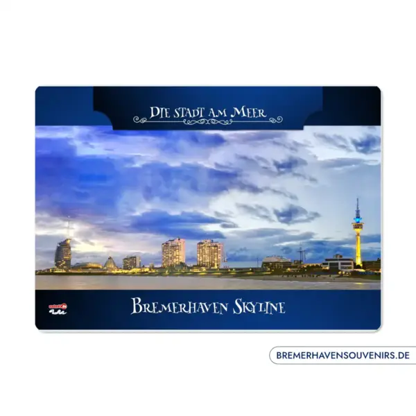 Bremerhaven Skyline Blaue Stunde Glasschneidebrett