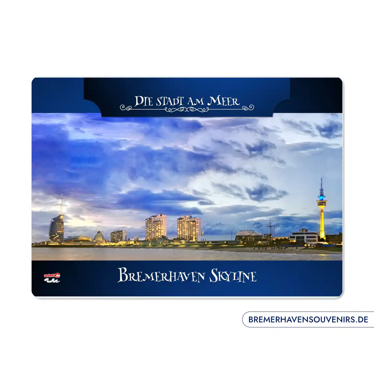 Bremerhaven Skyline Blaue Stunde Glasschneidebrett – Bild 3