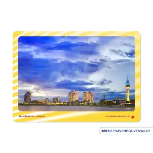 Bremerhaven Skyline Blaue Stunde Glasschneidebrett – Bild 2