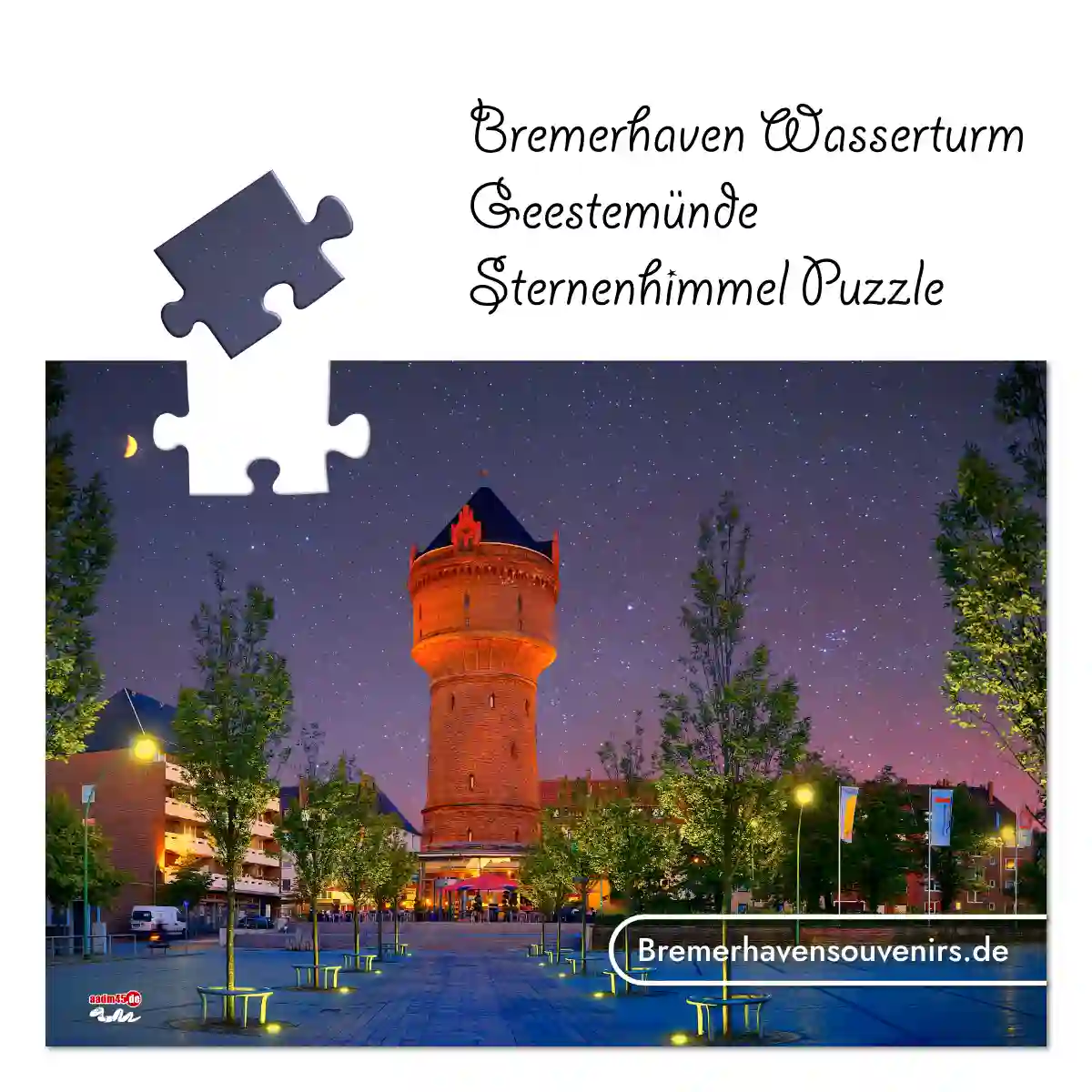Bremerhaven Geestemünde Wasserturm Blaue Stunde Puzzle – Bild 1