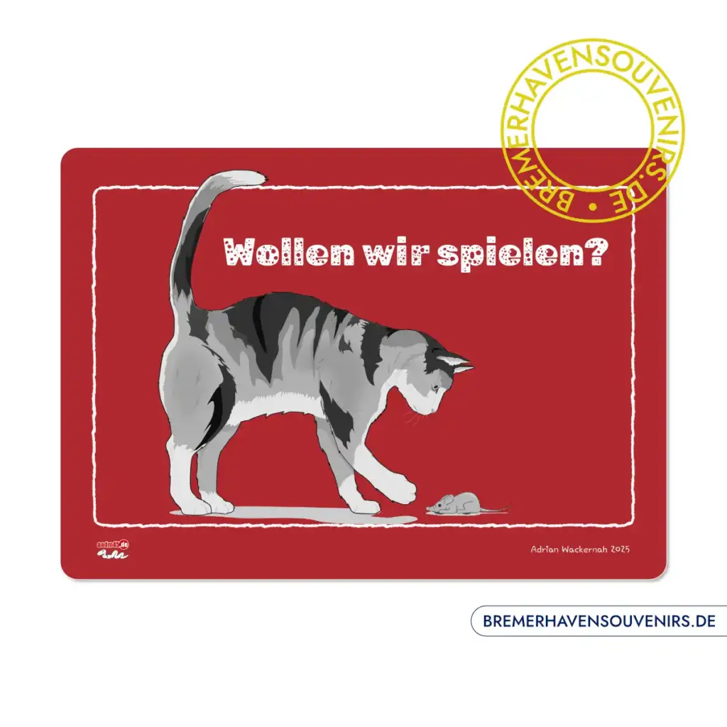 Design Katze »Wollen wir spielen?« Glasschneidebrett