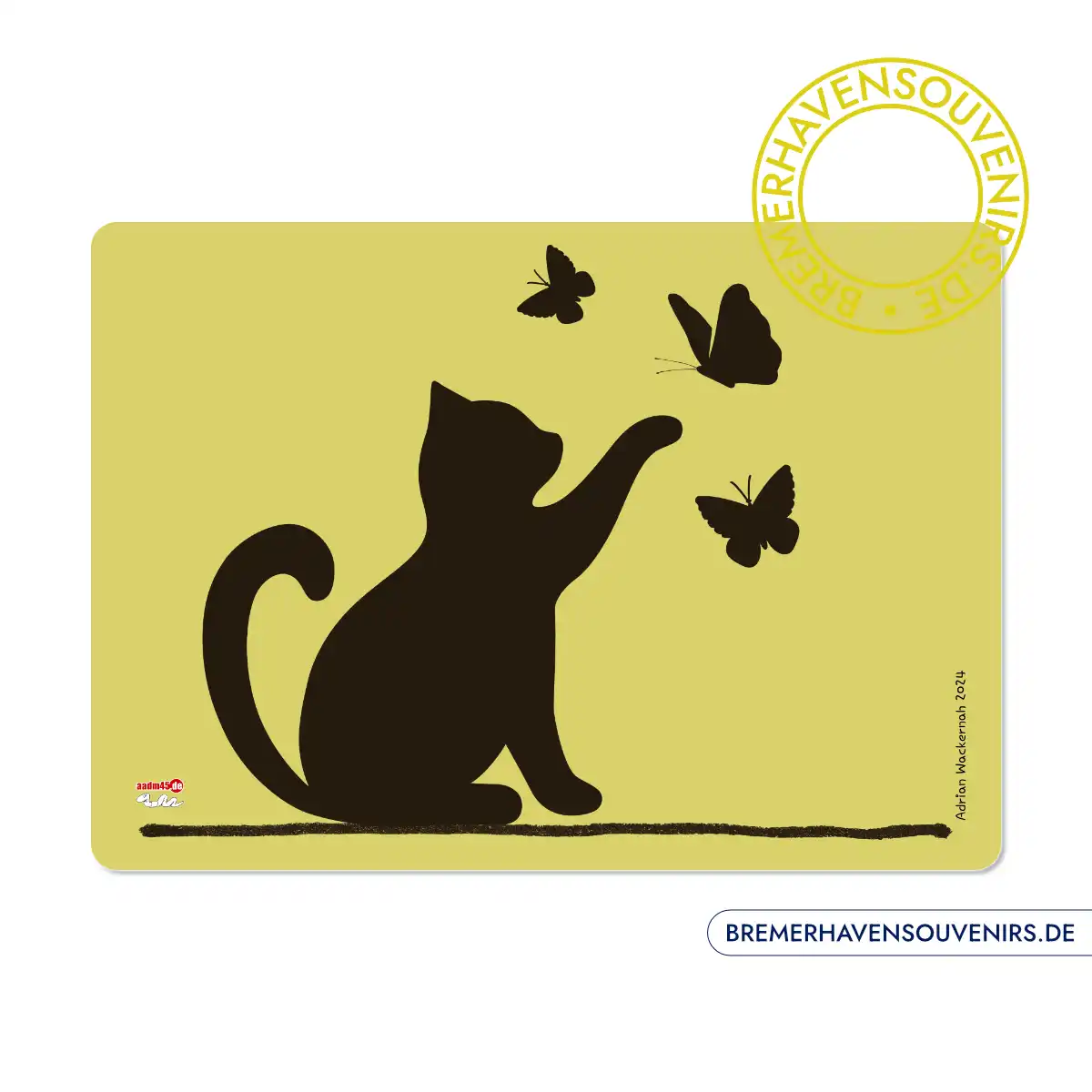 Design Katze spielt mit Schmetterlingen Glasschneidebrett – Bild 1