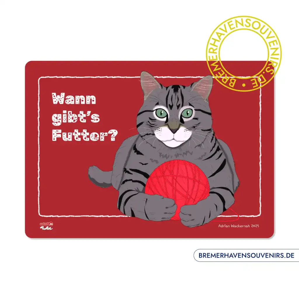 Design Katze »Wann gibt's Futter?« Glasschneidebrett