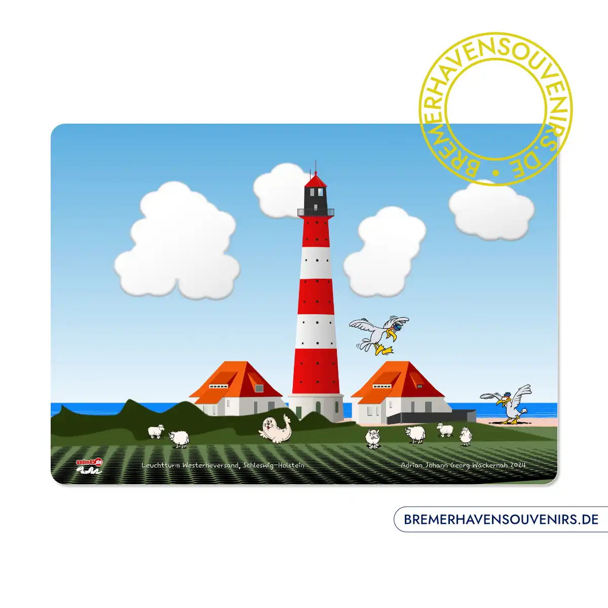 Design Leuchtturm Westerheversand Glasschneidebrett – Bild 1