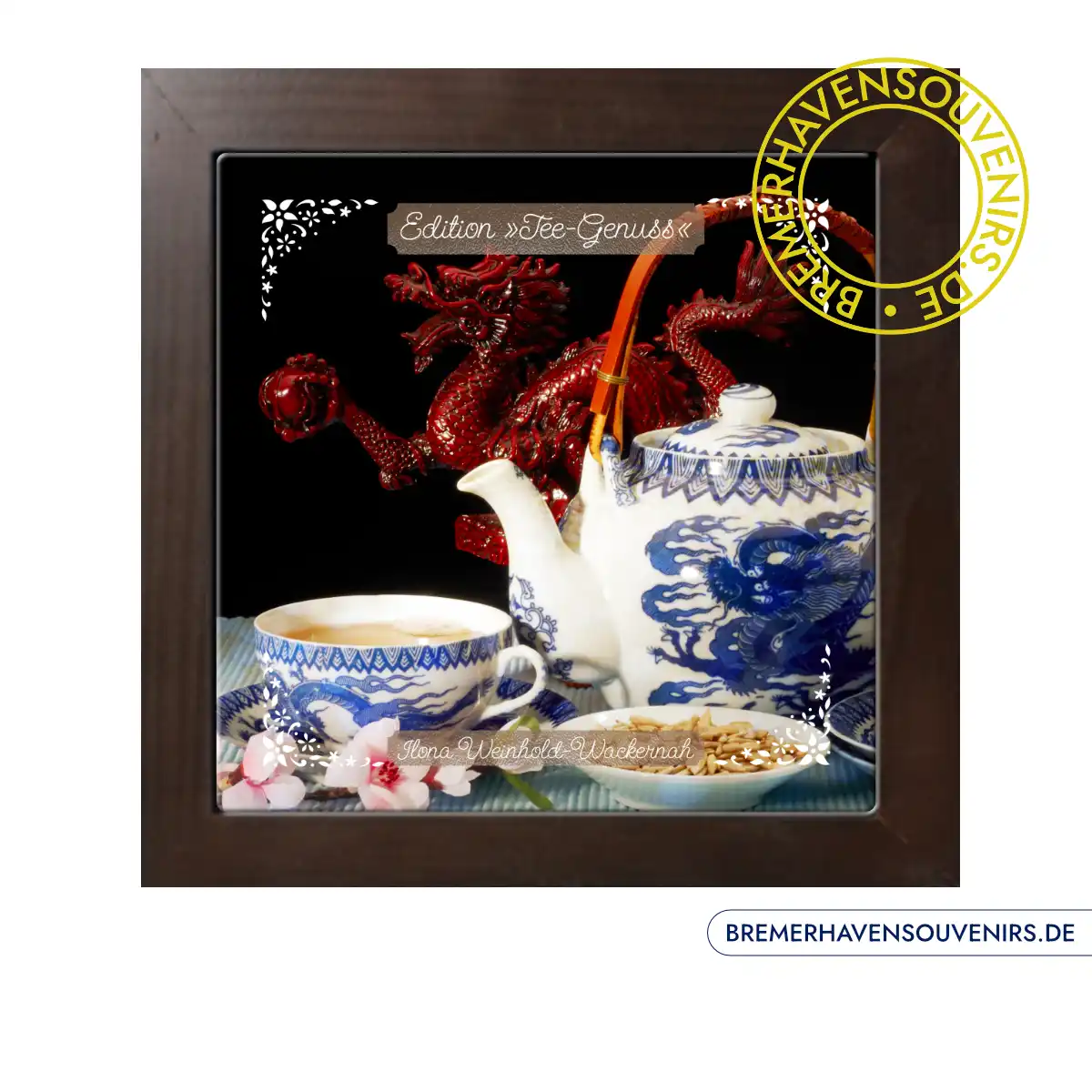 Edition Tee-Genuss China blau Keramikfliese – Bild 2